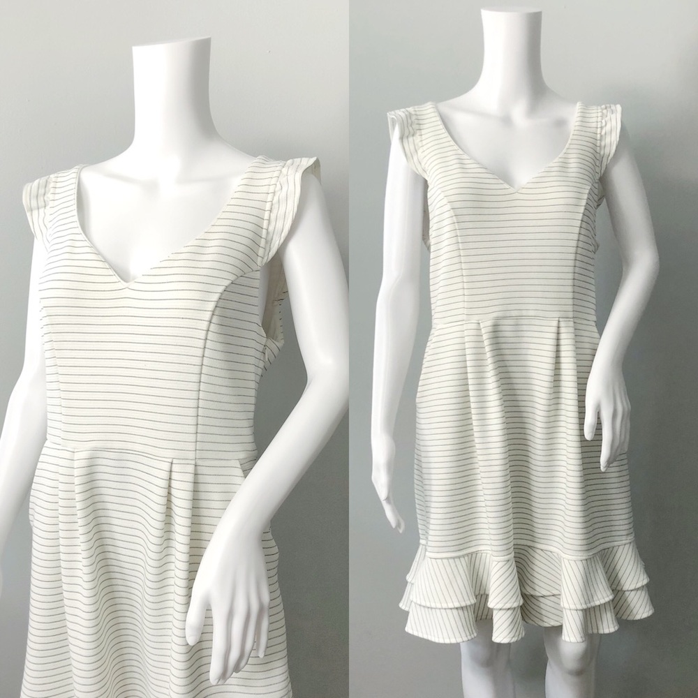 🚫 SOLD 🚫 Maeve Anthropologie White Ruffle Pocket Dress 12